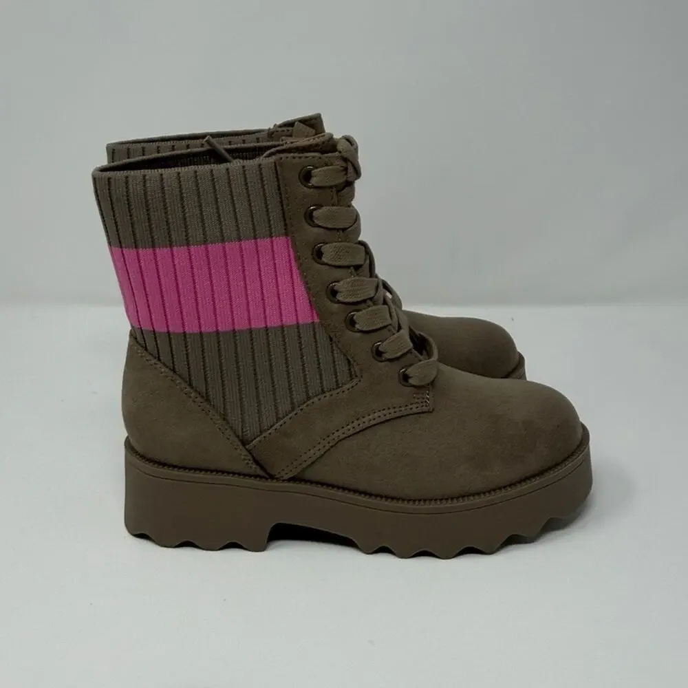 AEROSOLES Kids Sirie Boots - Taupe Fabric/Pink - 13 - New in box